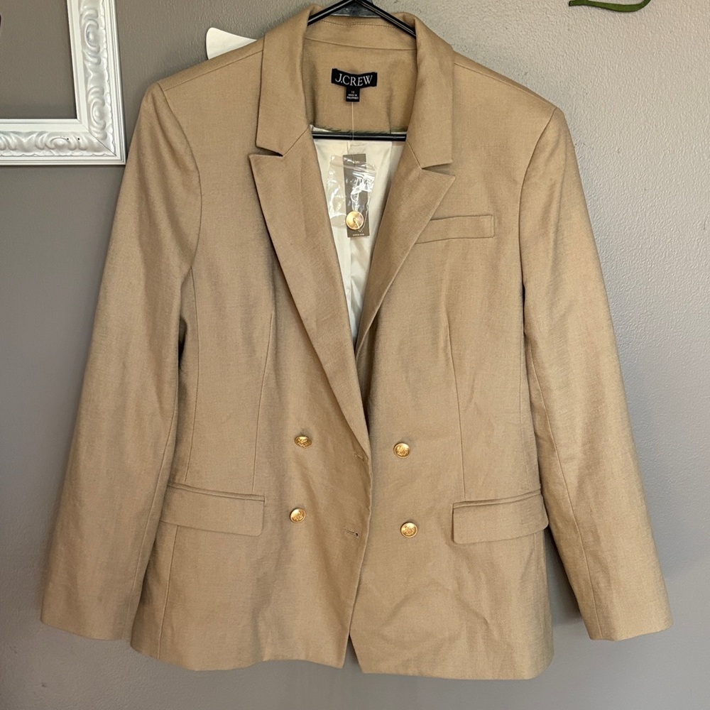 J. Crew Greta Blazer NWT Heather Flax Beige Linen